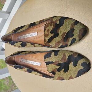 Veronica Beard Green and Black Camo Loafers